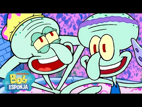 Bob Esponja | O melhor dia do Lula Molusco por 45 minutos seguidos! 🦑 | Bob Esponja em Português