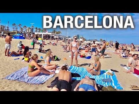 Dream of Barcelona Life, Amazing Spain Beaches, 4K Beach Walk tour