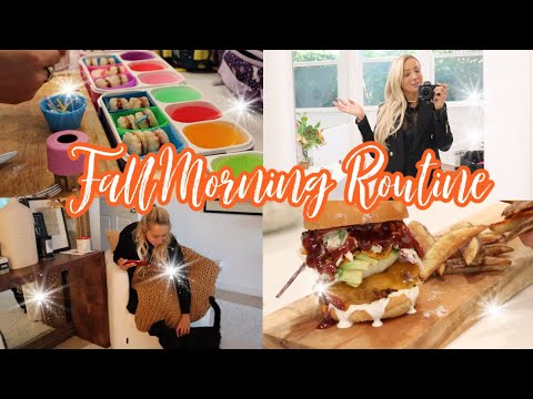 FALL AM ROUTINE // GET READY WITH ME // BBQ BURGER RECIPE