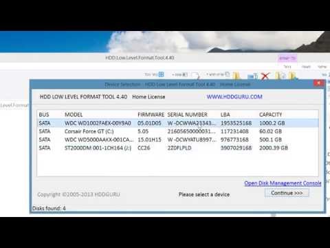 Using HDD Low Level Format Tool