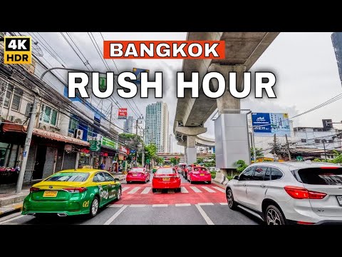 Trânsito na hora do rush em Bangkok | Asoke para Asiatique The Riverfront Drive 🇹🇭🚘