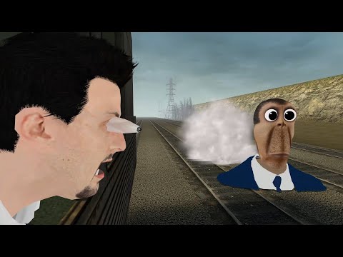 Obunga running on the tracks