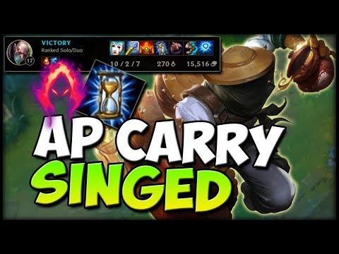 Full AP Dark Harvest Singed Patch 9.5 Full Game Commentary (DOUBLE ZHONYAS 1V5 TRIPLE KILL)