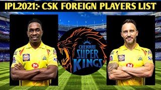 IPL2021:- Csk Foreign Players List 2021||Csk Overseas Players list||CSK