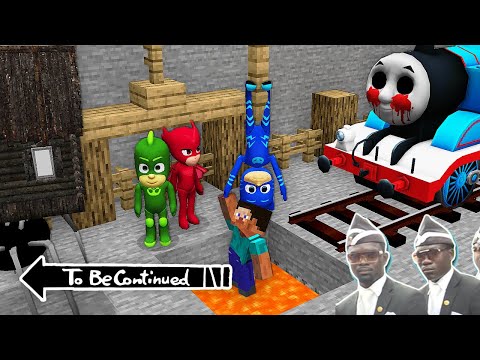 Return of PJ MASKS vs THOMAS.EXE THE TANK ENGINE and SPIDER HOUSES in Minecraft - Gameplay coffin