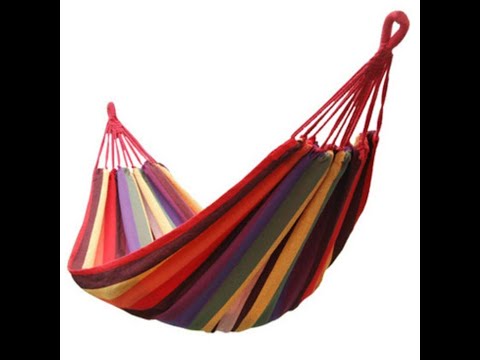 Cotton Striped Foldable Hammock, Hanging Bed for Camping & Outdoor Activities, 197 cm x 80 cm