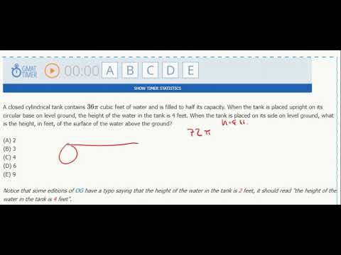 A closed cylindrical tank contains 36π cubic feet of water and is filled to half its capacity...