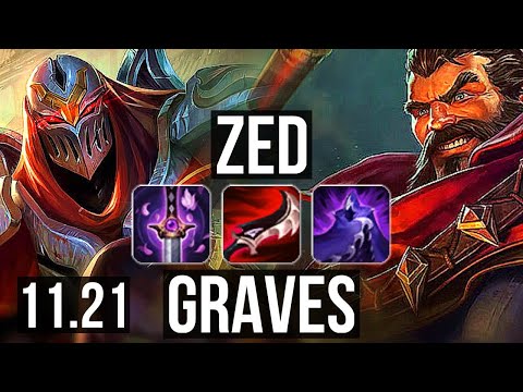 ZED vs GRAVES (MID) | 9/0/3, 1400+ games, 1.6M mastery, Legendary | KR Grandmaster | 11.21