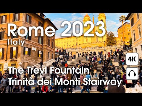 Roma, Itália 🇮🇹 Parte 6: Scalinata di Trinità dei Monti, Fontana di Trevi [4K] Passeio a pé