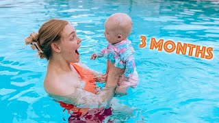 3 month old swims!!
