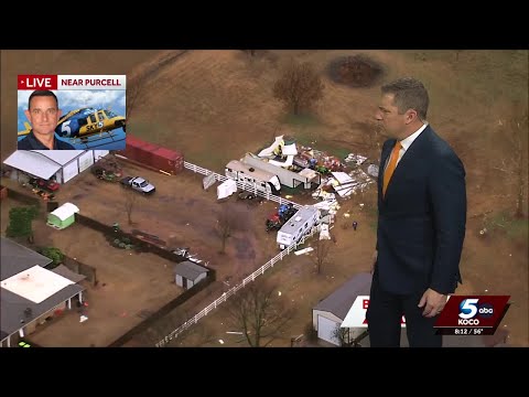 WATCH: Sky 5 shows damage after tornado hits Purcell, Oklahoma