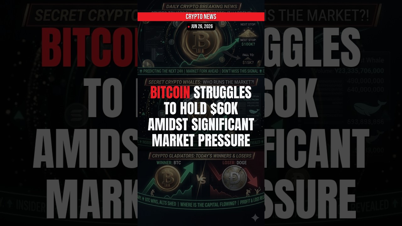 BREAKING: Bitcoin struggles to hold $60K amidst significant  — Crypto News Jun 26, 2026