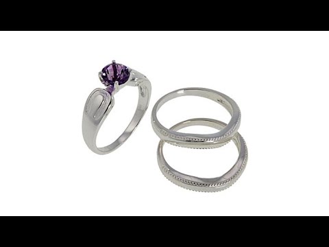 Sevilla Silver Amethyst 3piece Ring Set