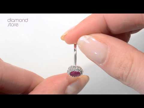 A4435 - Glorious Ruby 6 x 4mm And Diamond 9K White Gold Ring