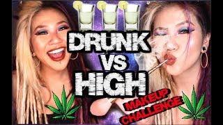 DRUNK VS HIGH MAKEUP CHALLENGE