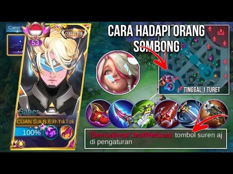 CARA HADAPI PLAYER SOMBONG, AUTO KENA COMEBACK | TOP 1 SABER BEST BUILD & EMBLEM 2023
