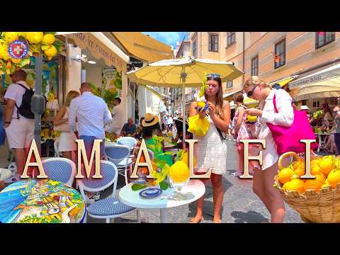 AMALFI  ITALY ✨ Hot and crowded with tourists ! Town with unique identity / Walking Tour 4K