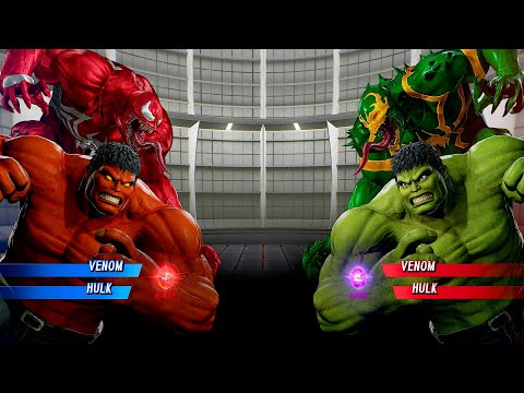 Hulk & Green Anti-Venom Vs Red Hulk & Carnage [ Hard AI ] | Marvel vs Capcom: Infinite