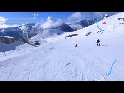 Alpe d'Huez, France, blue ski run Couloir, February 2022.