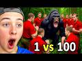 1 GORILLA Vs 100 HUMANS Who Would Win