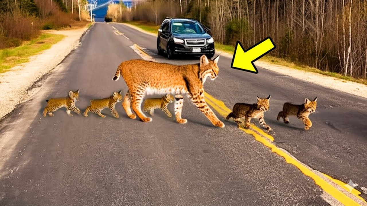 Officer Helps Bobcat Family Across Road, But Then The Unbelievable Happens