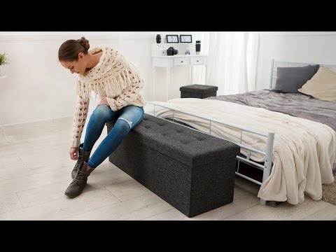 Storage bench foldable made of polyester 110x38x38cm - storage ottoman, shoe storage bench, hallway bench - dark grey