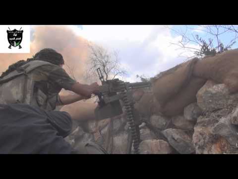 استهداف نقاط تمركز قوات النظام على محور تلا في ريف اللاذقيةبواسطة رشاش دوشكا من قبل لواء الفتح المبين