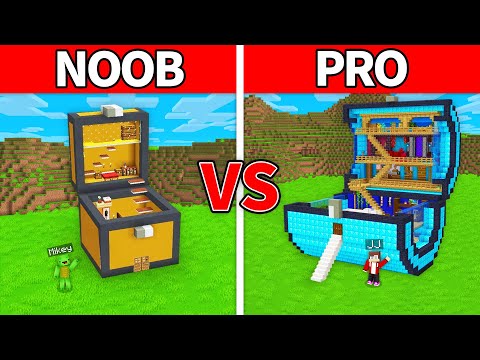 JJ vs Mikey Modern CHEST House Build Battle - Maizen Parody Video in Minecraft