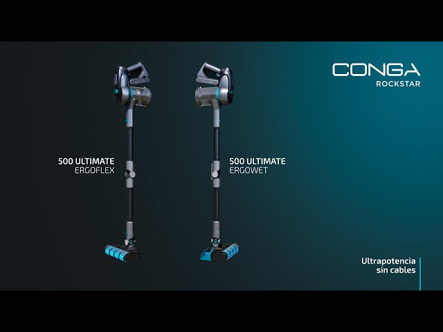 Aspirador sem Fio Cecotec Conga Rockstar 500 Ultimate ErgoWet 430W 65min Kit de Acessórios Depósito 0.8L video