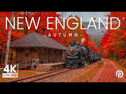 New England 4K Amazing Autumn Film - Beautiful Nature Scenery with Relaxing Music