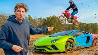 JUMPING OVER MY LAMBORGHINI on a DIRT BIKE...
