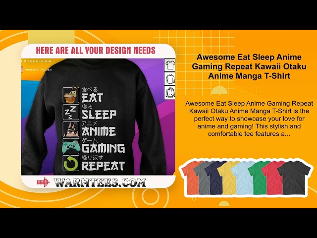 Vídeo relacionado con Eat Sleep Anime Gaming Repeat Funny Otaku Gamer Camiseta