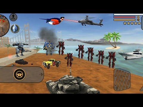 Vegas Crime Simulator (Army Tank vs Alien Robot Car) Army Tank Destroy All Robot Car - Gameplay HD
