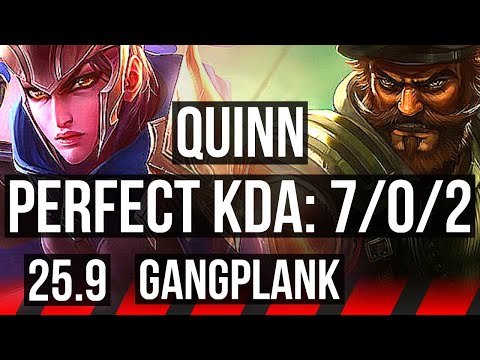 QUINN vs GANGPLANK (TOP) | 7/0/2, Godlike | EUNE Master | 25.9