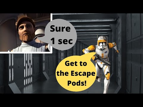 Obi Wan and Commander Cody go to the Escape Pods, but its more Realistic