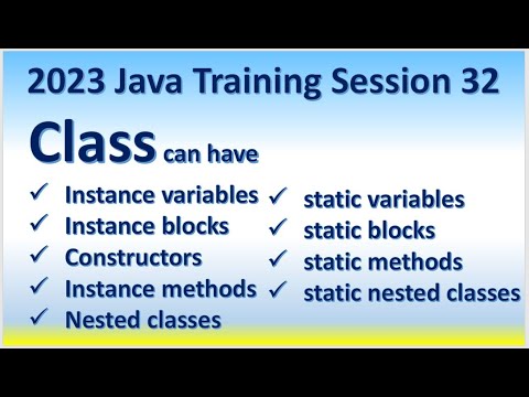 2023 Java Training Session 32 Class Instance Variable Block Constructor Method Nested Class