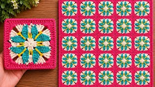 Elegant Bloom Crochet Square with Textured Petals