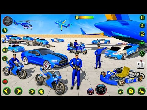 Ride police motorcycle & fly police airplane in police plane transport games Android - Gameplay