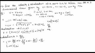 problem on fluid in motion   velocity and acceleration