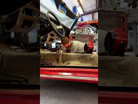 Floor pan replacement done right! Cutting, fitting, and welding with precision. 🛠️🔥
