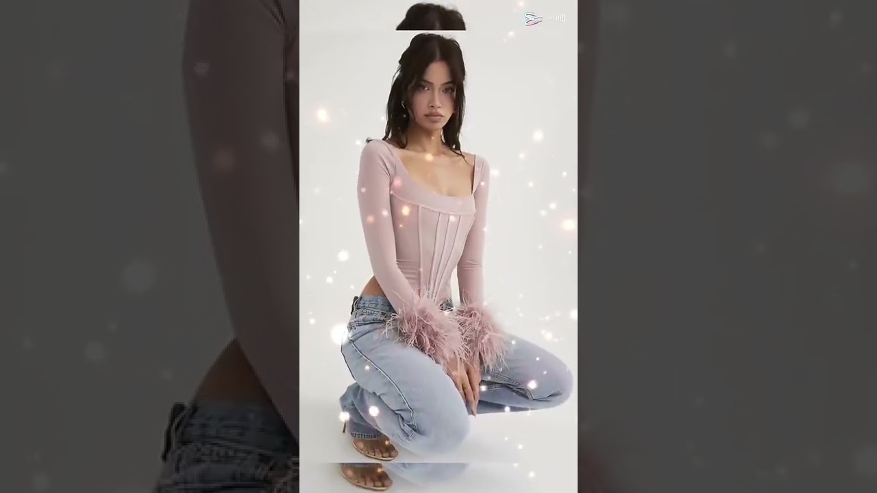 Tunic Puff Sleeve Cropped Top Vintage Square Neck