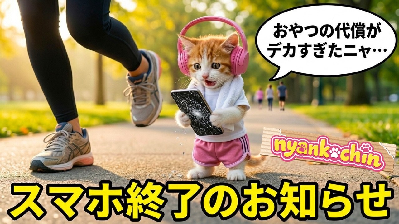 【自業自得】おやつのために頑張りすぎて、スマホを終了させた猫　AI猫にゃんこちん