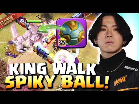 Klaus invents SPIKY BALL King Walk with FIREBALL! Clash of Clans