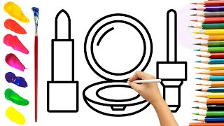 How To Draw cute makeup set. Easy Drawing, Painting & Coloring For Kids and Toddlers_🌈🎨