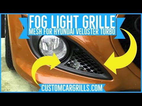 Hyundai Veloster Turbo Fog Light Mesh Grill Installation How-To by customcargrills.com