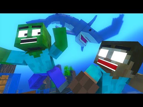 Monster School : Diving Shark Attack Challenge - Minecraft Animation