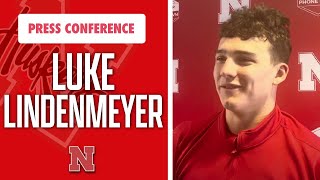 Nebraska football tight end Luke Lindenmeyer meets with the media during Husker's spring practice