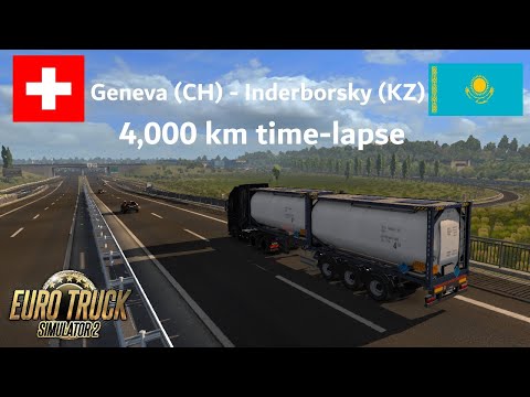 ETS2 ProMods - Rus Map - Great Steppes time-lapse / Geneva (Switzerland) to Inderborsky (Kazakhstan)