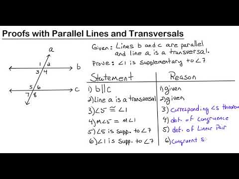 Geometry - Proofs with Parallel Lines and Transversals