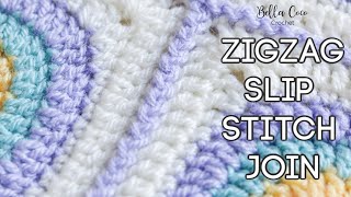 HOW TO CROCHET THE ZIGZAG SLIP STITCH JOIN | JOINING GRANNY SQUARES | Bella Coco Crochet